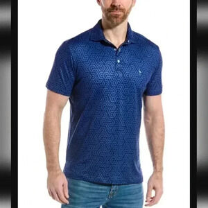 Tailor Byrd performance polo geometric blue